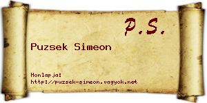Puzsek Simeon névjegykártya